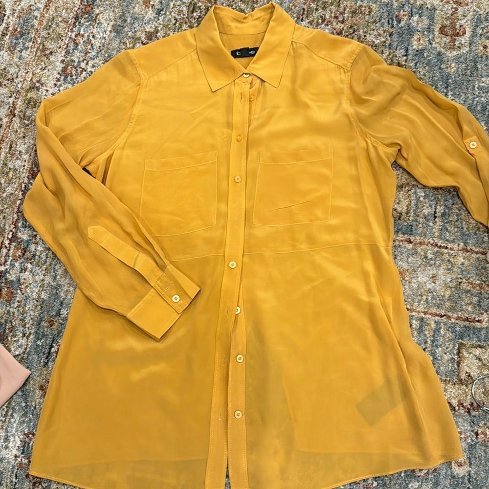 Bebe Mustard Silk Top